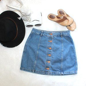 Forever 21 Denim Button Front Mini Skirt
